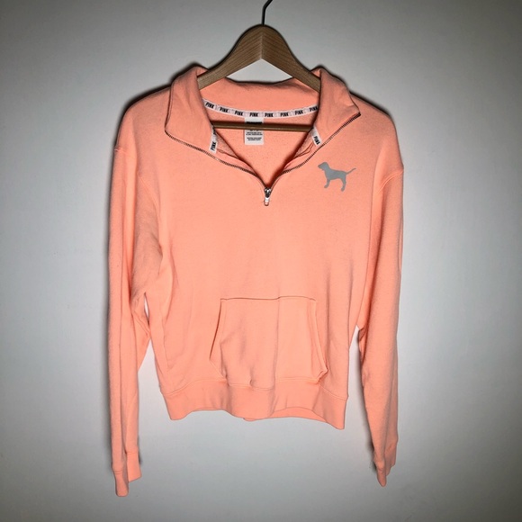 PINK Victoria's Secret Sweaters - Victoria’s Secret PINK Quarter Zip Peach Sweater